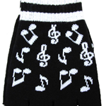 Aim 9132 Fingerless Gloves Black W/ White Notes