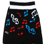 Aim 9133 Fingerless Gloves W/ Music Notes - R/W/B
