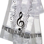 Aim 56432 Scarf SS Keyboard Clef Notes White