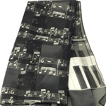 Aim 56480 Music Staff and Keyboard Scarf - Black