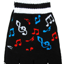 Aim 9133 Fingerless Gloves W/ Music Notes - R/W/B