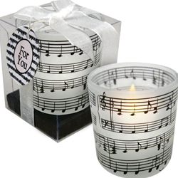 Aim 19810 Tea Light w/ Music Staff Frosted Candle Holder