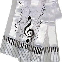 Aim 56432 Scarf SS Keyboard Clef Notes White