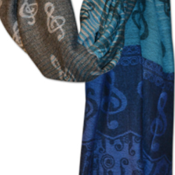 Aim 56465 Pashmina Scarf with G-Clefs-Blue