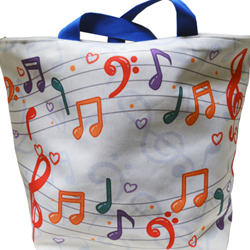 Aim MUBA8 White Tote Bag With Multicolored Music Notes